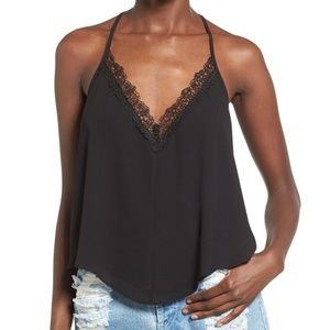 ASTR the Label Lace Racerback Black Camisole